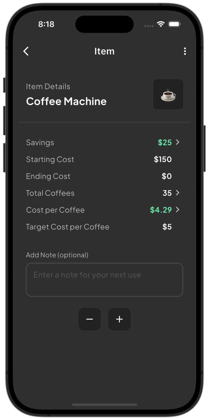 Thriftally App Screenshot 2