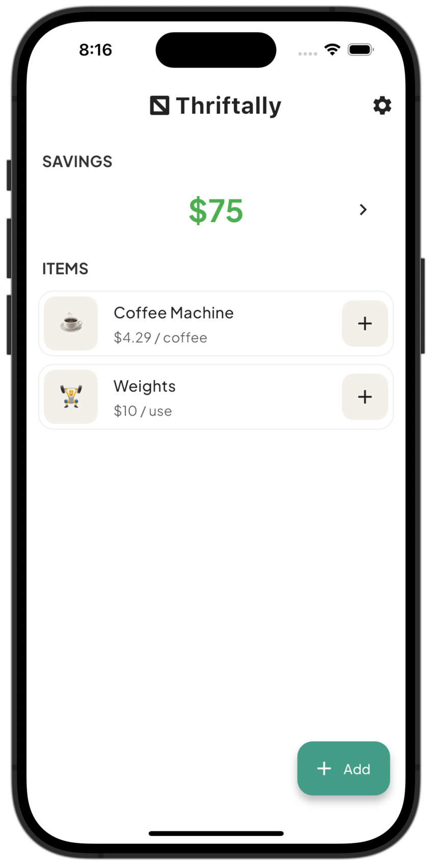 Thriftally App Screenshot 1